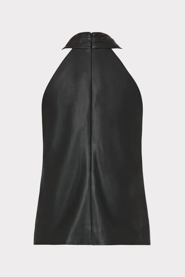 Milly Preston Vegan Leather Top Black Women Tops