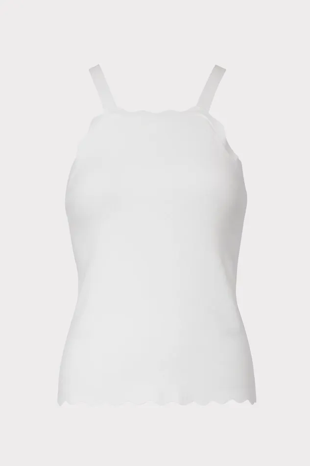 Milly Scallop Tank Ecru Women Tops