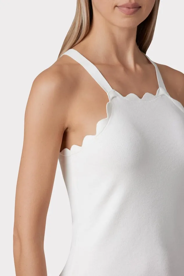 Milly Scallop Tank Ecru Women Tops