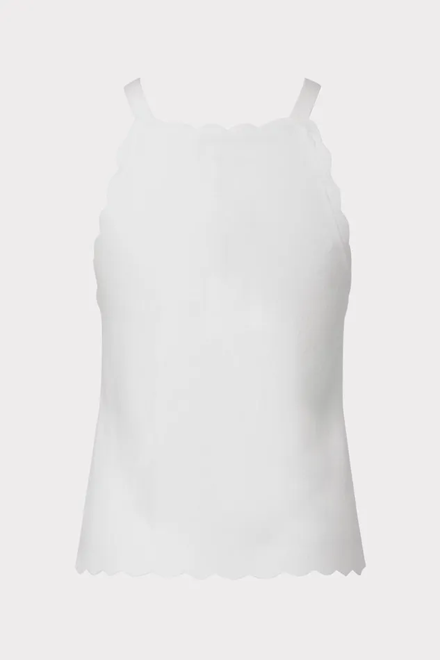 Milly Scallop Tank Ecru Women Tops