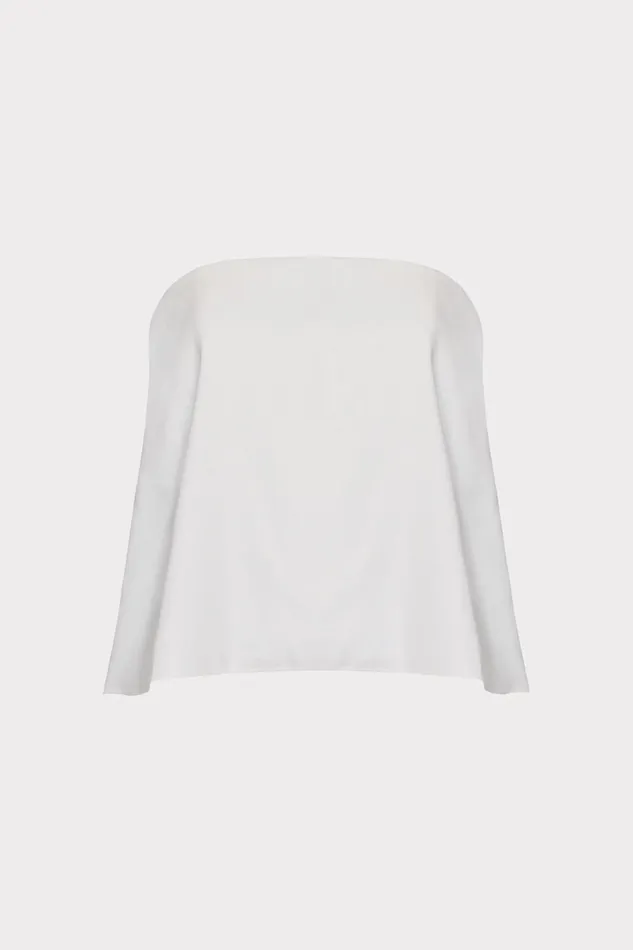 Milly Solid Linen Strapless Top White Women Tops