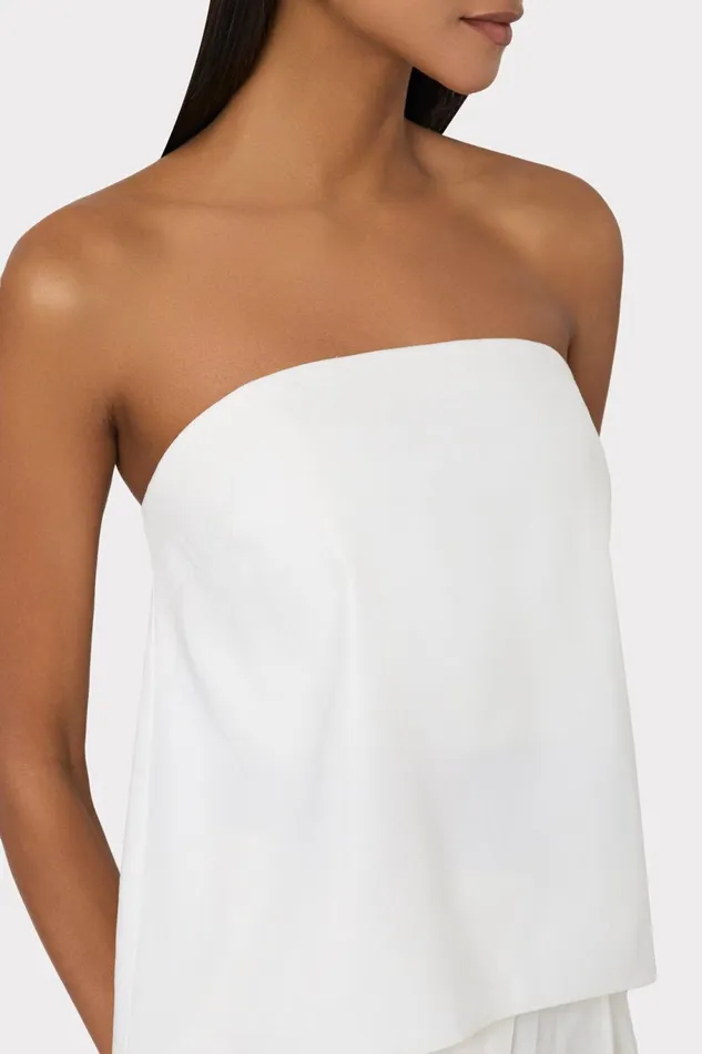 Milly Solid Linen Strapless Top White Women Tops