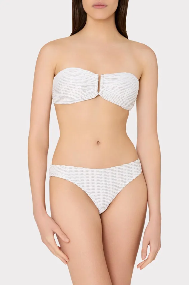 Milly Verone Texture Waves Bandeau Top White Women Bikinis Milly Verone Texture Waves Bandeau Top White Women Bikinis