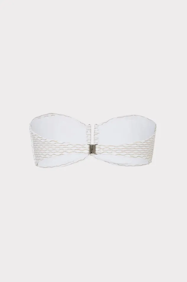Milly Verone Texture Waves Bandeau Top White Women Bikinis Milly Verone Texture Waves Bandeau Top White Women Bikinis