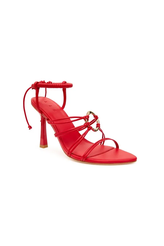Mirage Leather Strappy Heel Scarlet Red Women Aje Shoes