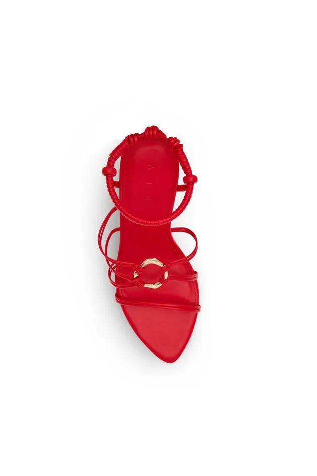 Mirage Leather Strappy Heel Scarlet Red Women Aje Shoes