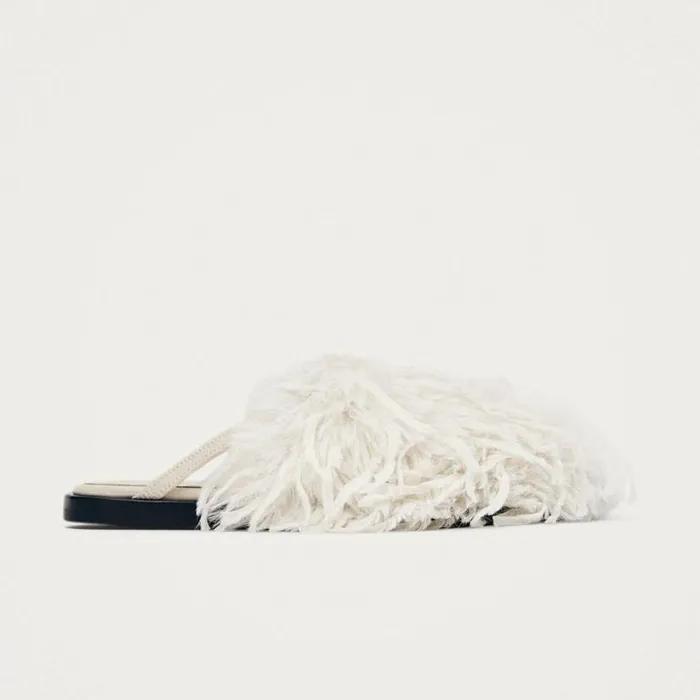 Mules Women ALOHAS Maja Furry Cream Leather Mules