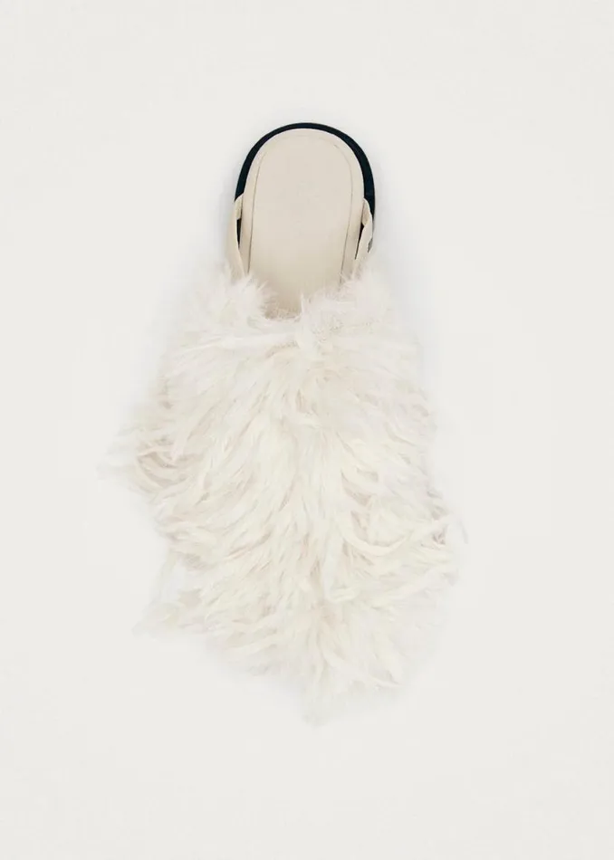 Mules Women ALOHAS Maja Furry Cream Leather Mules