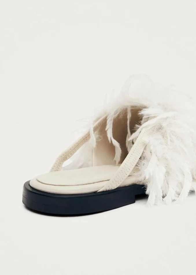 Mules Women ALOHAS Maja Furry Cream Leather Mules