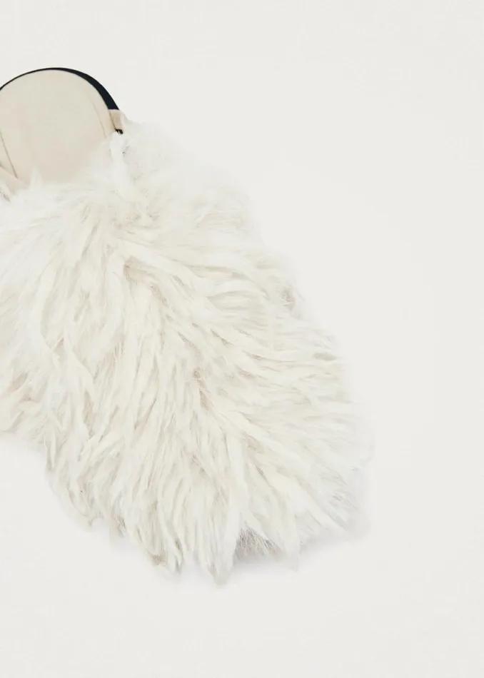 Mules Women ALOHAS Maja Furry Cream Leather Mules