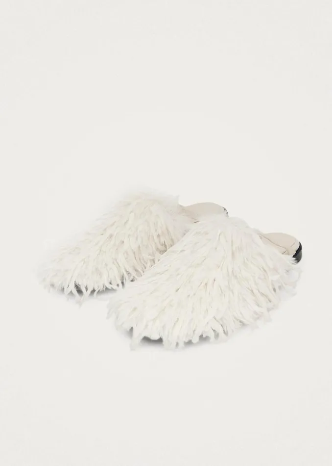 Mules Women ALOHAS Maja Furry Cream Leather Mules