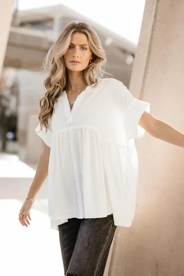 Niki Exposed Seam Top In White White Women Bohme Tops