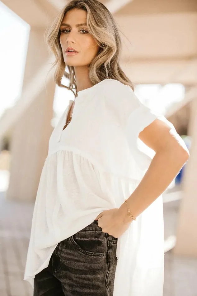 Niki Exposed Seam Top In White White Women Bohme Tops