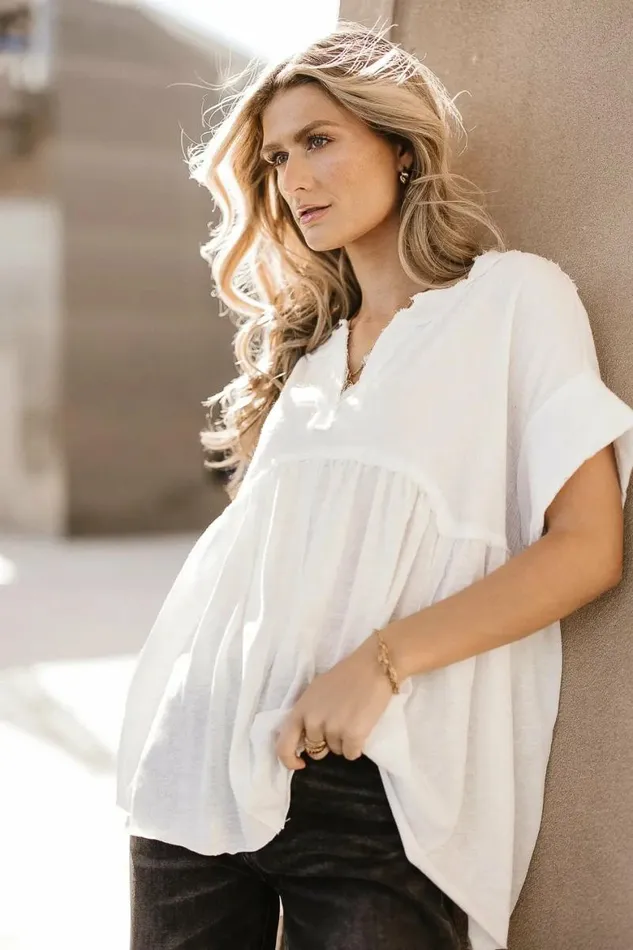 Niki Exposed Seam Top In White White Women Bohme Tops