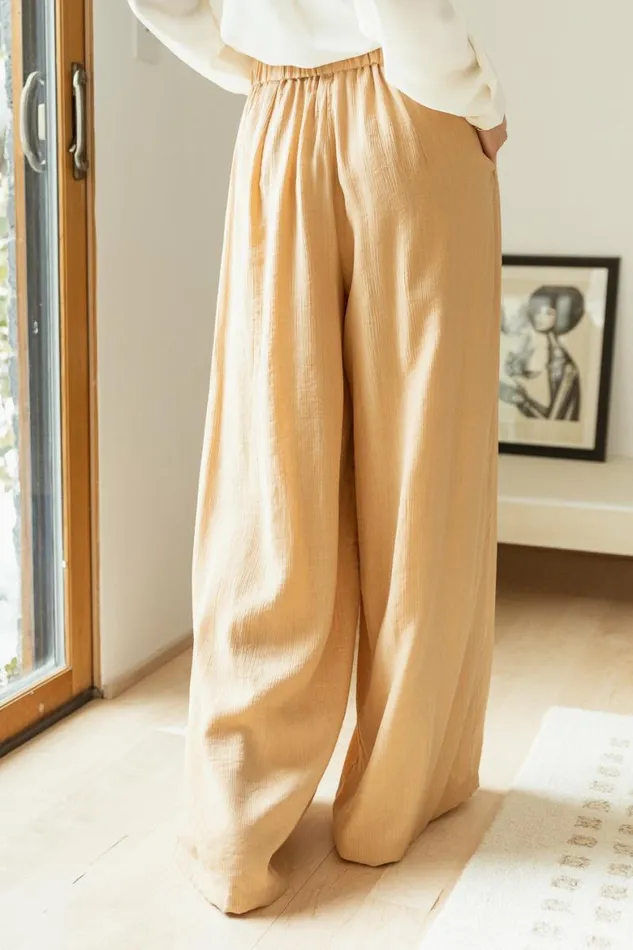 Nova Wide Leg Pants In Peach Peach Women Bohme Pants