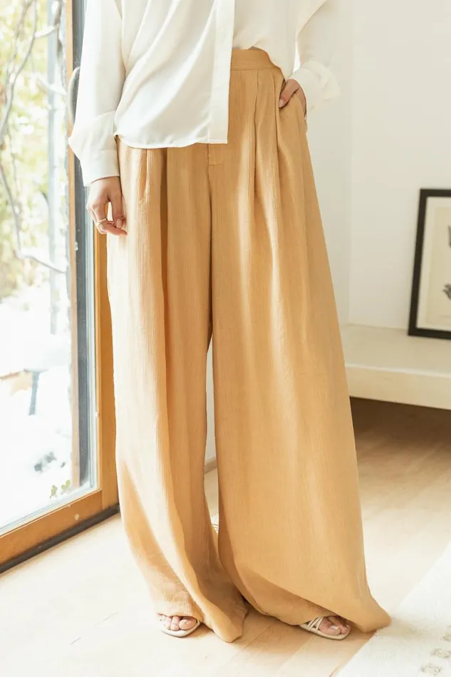 Nova Wide Leg Pants In Peach Peach Women Bohme Pants