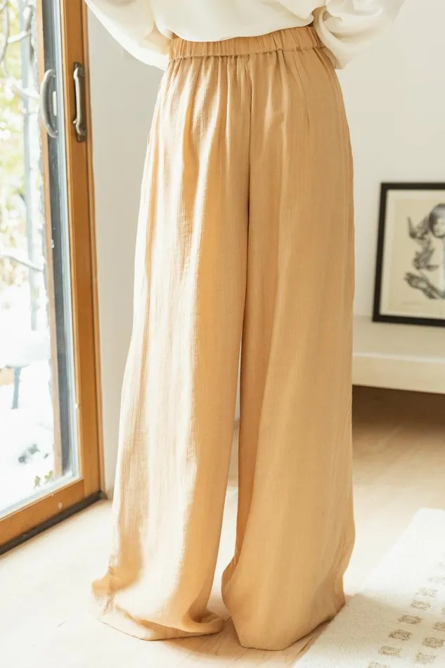 Nova Wide Leg Pants In Peach Peach Women Bohme Pants