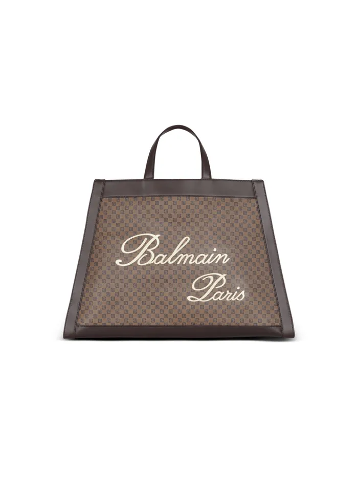 Olivier039s Cabas In Canvas And Leather Brown Women Balmain Handbags