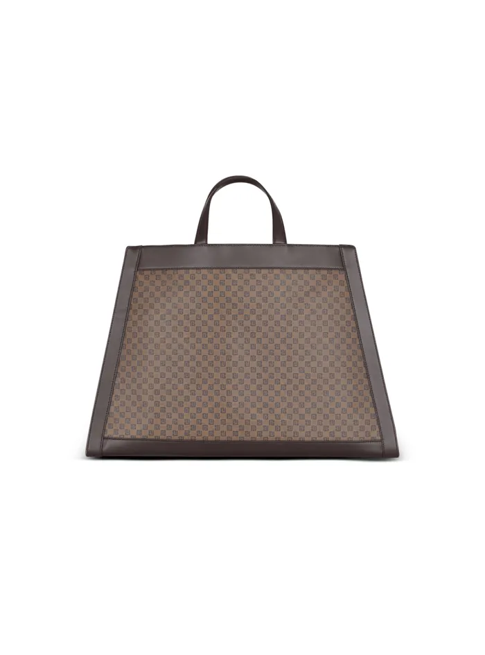 Olivier039s Cabas In Canvas And Leather Brown Women Balmain Handbags