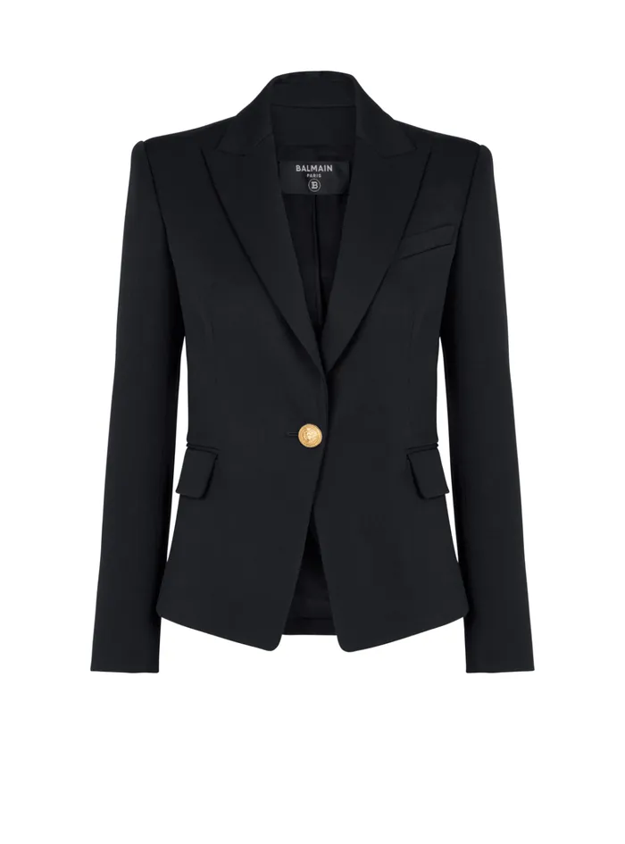 Onebutton Wool Blazer Black Women Balmain Jackets And Blazers