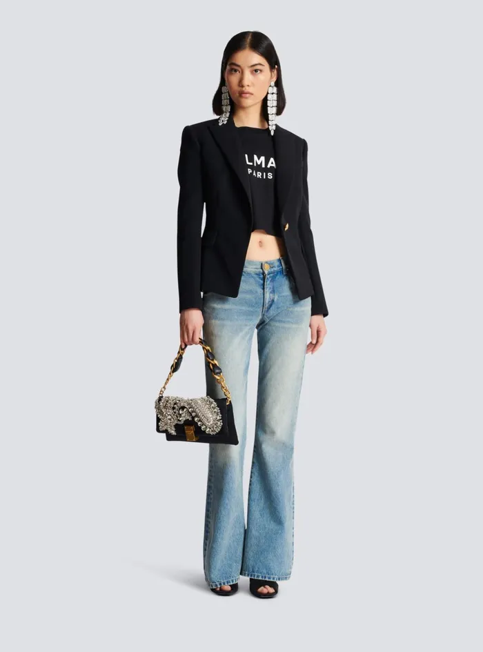 Onebutton Wool Blazer Black Women Balmain Jackets And Blazers