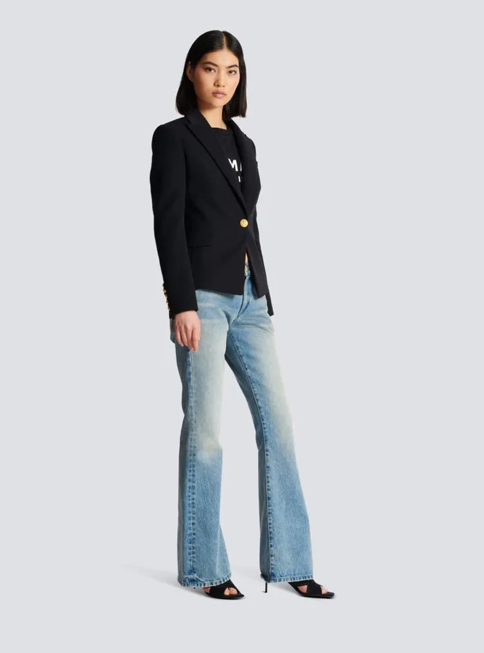 Onebutton Wool Blazer Black Women Balmain Jackets And Blazers