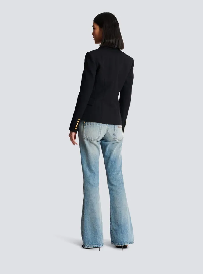 Onebutton Wool Blazer Black Women Balmain Jackets And Blazers