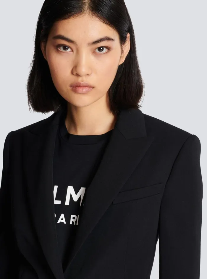 Onebutton Wool Blazer Black Women Balmain Jackets And Blazers