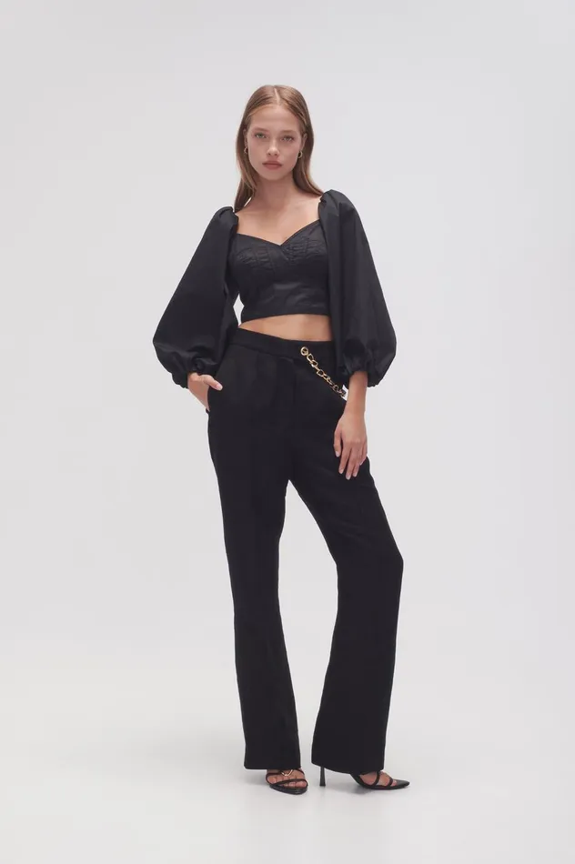 Opal Flared Chain Link Pant Black Women Aje Pants