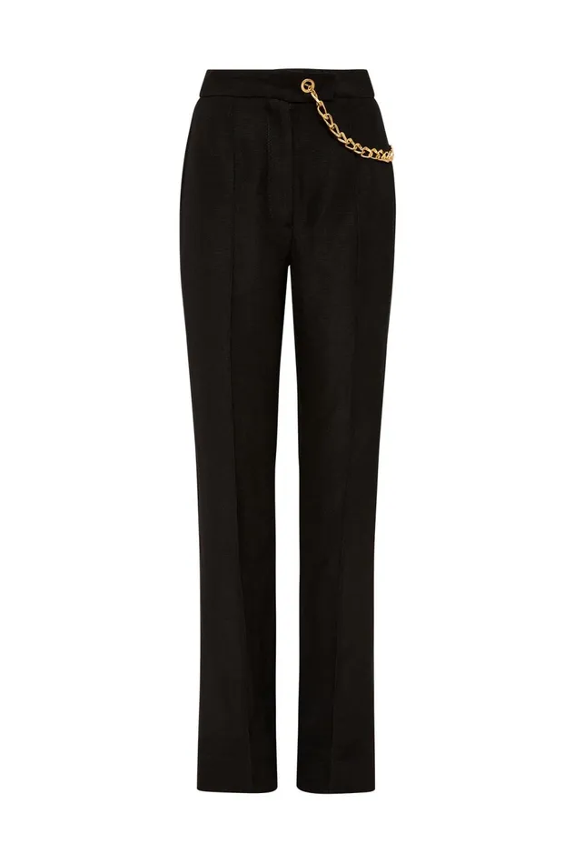 Opal Flared Chain Link Pant Black Women Aje Pants