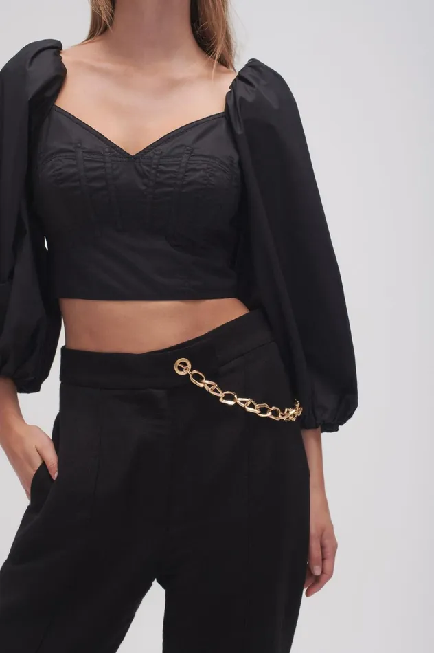 Opal Flared Chain Link Pant Black Women Aje Pants