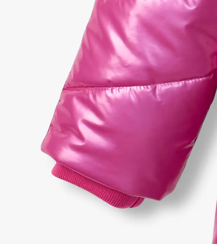 Outerwear Girls Hatley Girls Fuschia Star Puffer Jacket