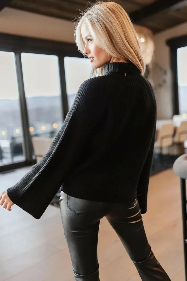 Paige Mock Neck Sweater In Black Black Women Bohme Tops