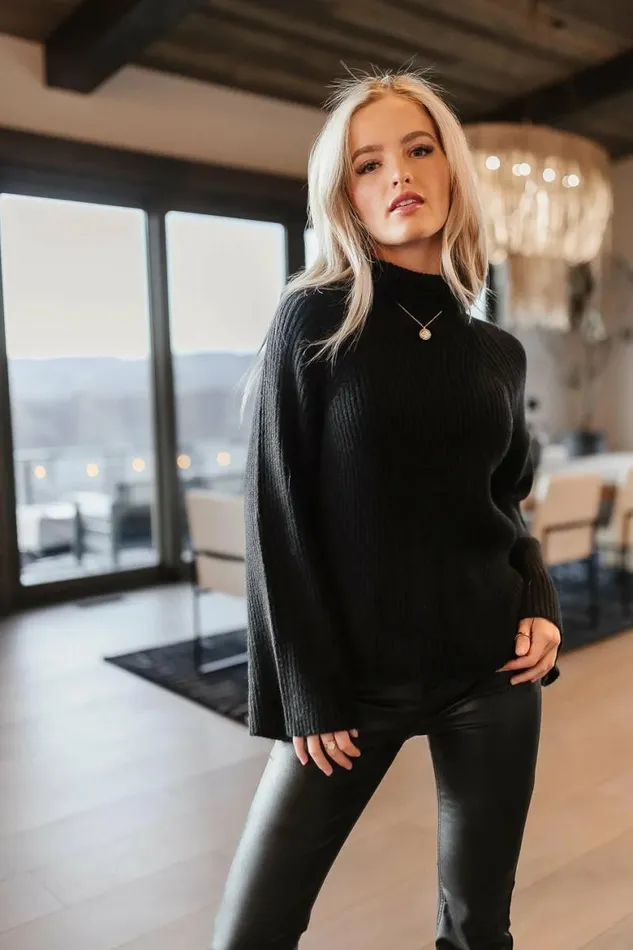 Paige Mock Neck Sweater In Black Black Women Bohme Tops