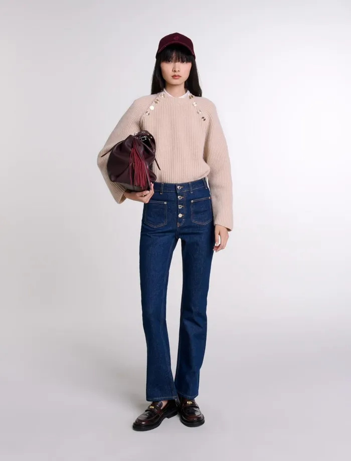 Pants and Jeans Women Maje Denim Jeans With Pockets Dark Blue