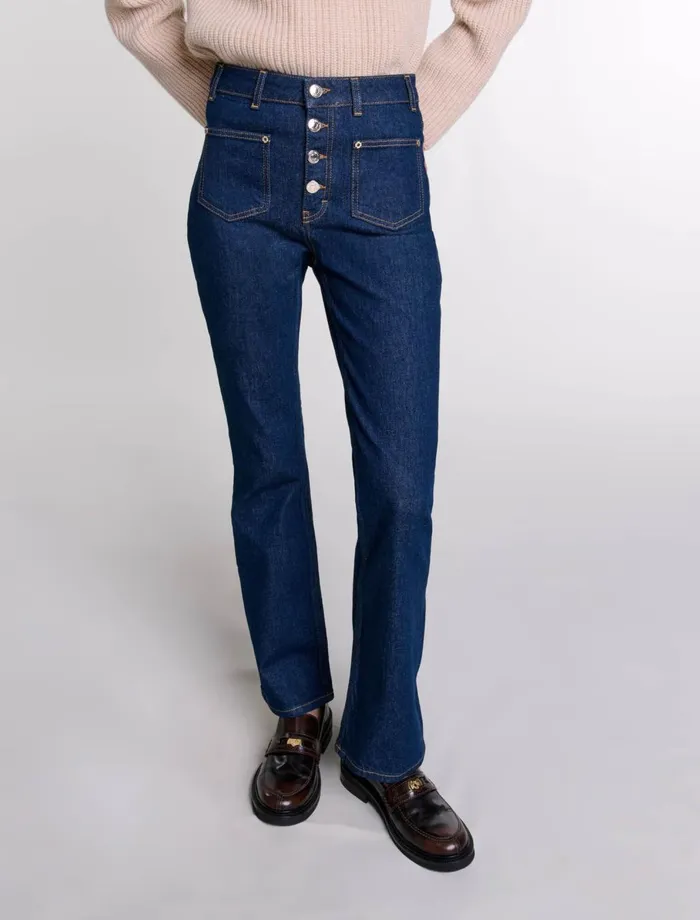 Pants and Jeans Women Maje Denim Jeans With Pockets Dark Blue