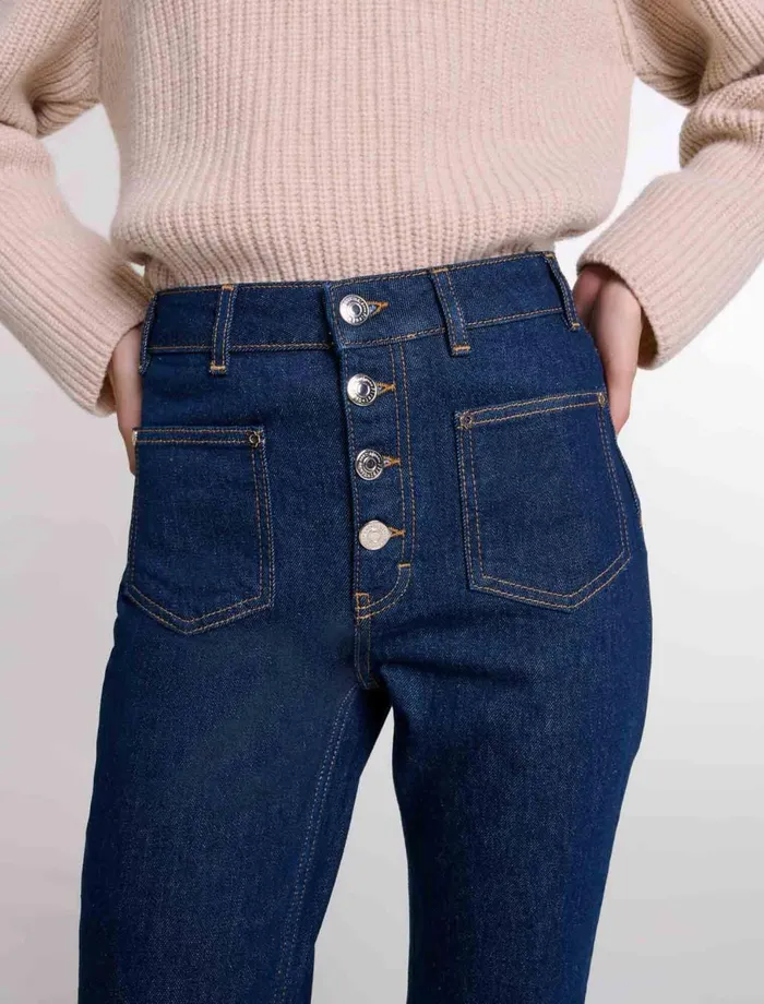 Pants and Jeans Women Maje Denim Jeans With Pockets Dark Blue
