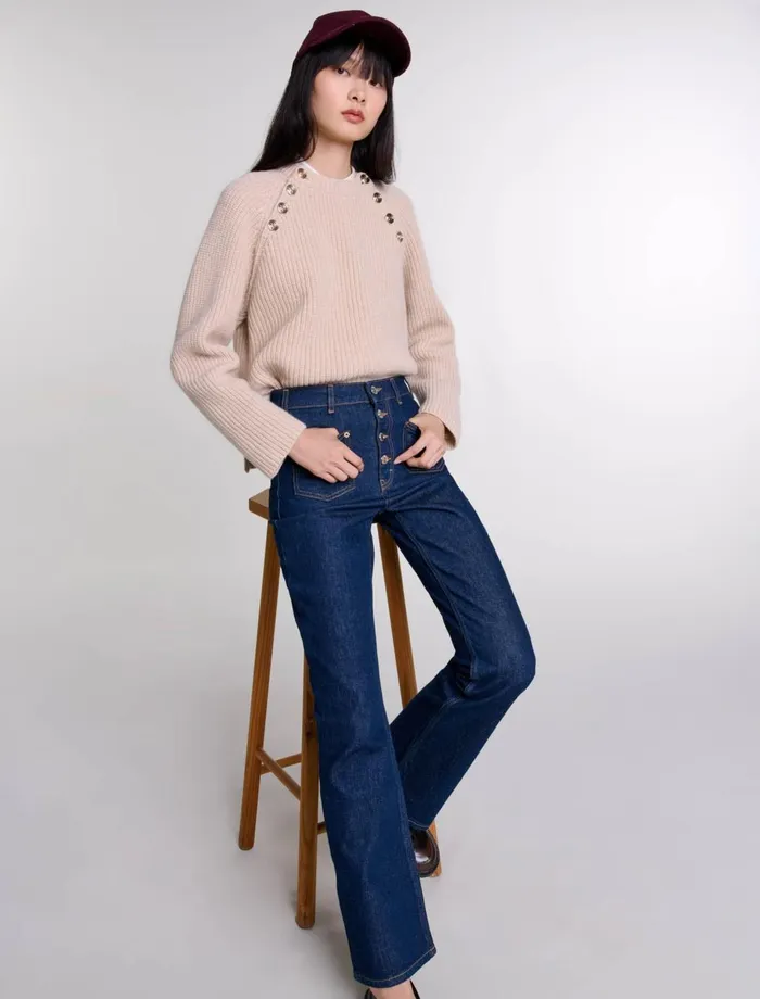 Pants and Jeans Women Maje Denim Jeans With Pockets Dark Blue