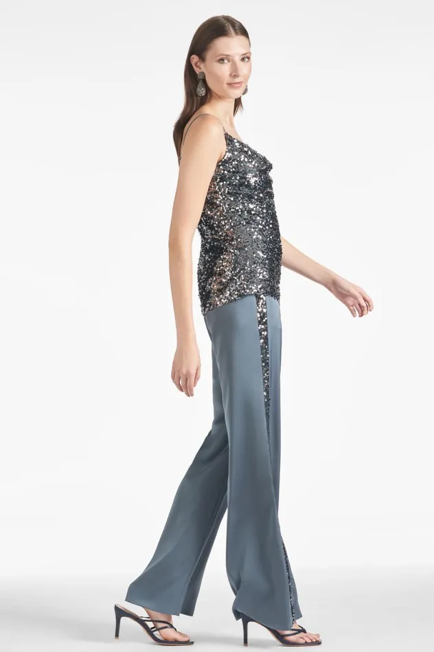Pants and Jumpsuits Women Sachin and Babi Tuxedo Sequin Alli Pant 8211 Gunmetal