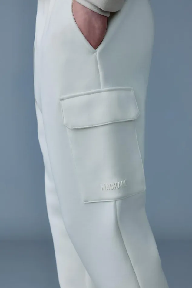 Pants and Shorts Men Mackage MARVINR Double Face Jersey Cargo Sweatpants White Pants and Shorts Men Mackage MARVINR Double Face Jersey Cargo Sweatpants White
