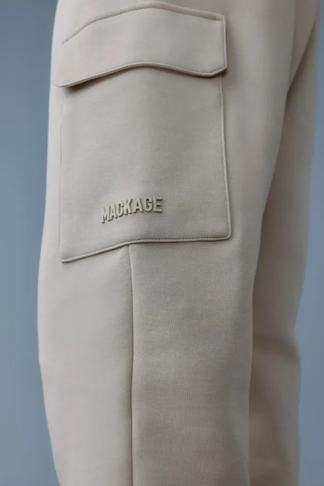 Pants and Shorts Men Mackage MARVINR Double Face Jersey Cargo Sweatpants White Pants and Shorts Men Mackage MARVINR Double Face Jersey Cargo Sweatpants White