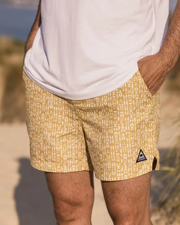 Passenger Clothing Cali Recycled Swim Short Mustard Mini Geo Men Shorts