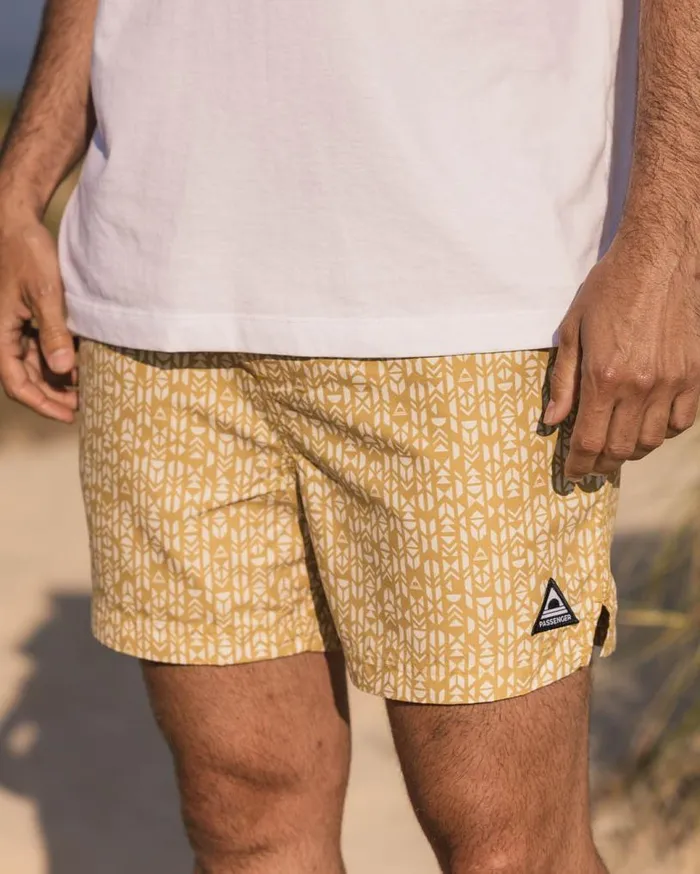 Passenger Clothing Cali Recycled Swim Short Mustard Mini Geo Men Shorts