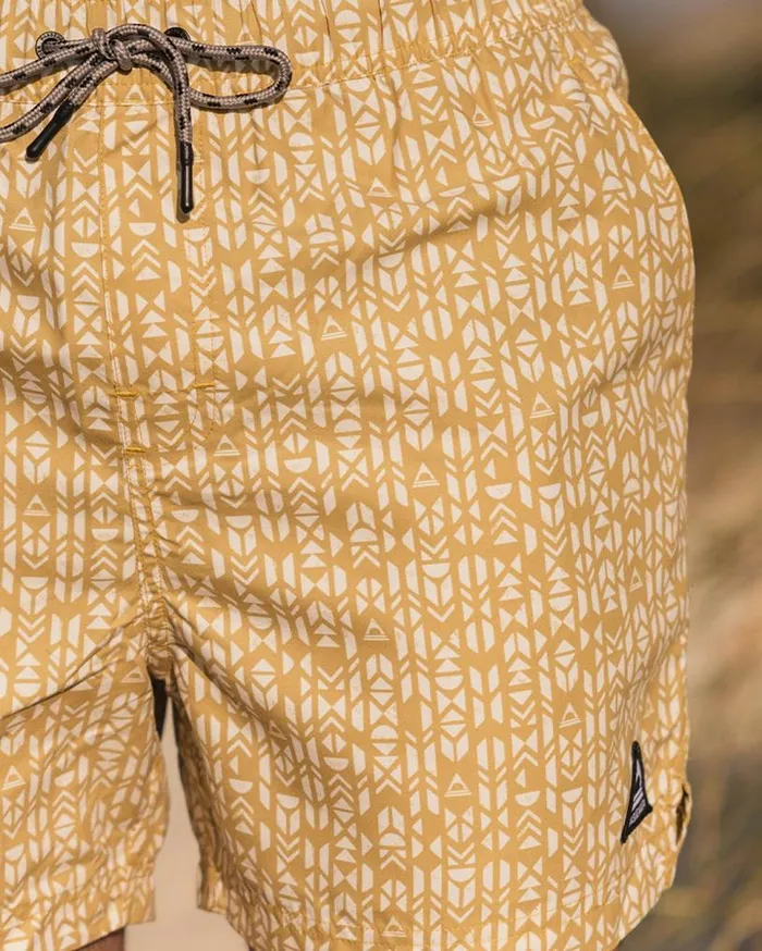 Passenger Clothing Cali Recycled Swim Short Mustard Mini Geo Men Shorts
