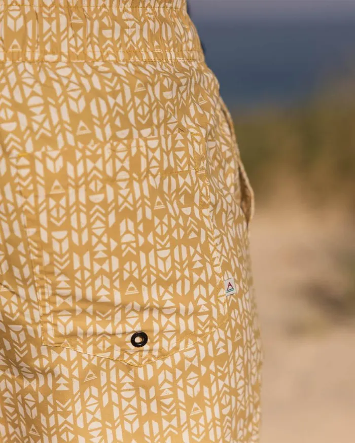 Passenger Clothing Cali Recycled Swim Short Mustard Mini Geo Men Shorts