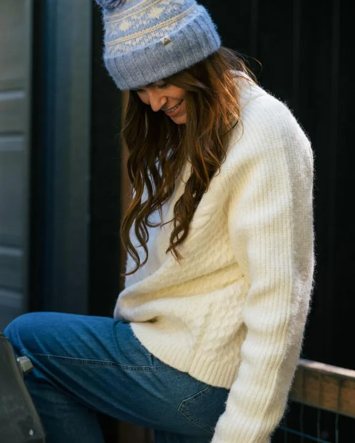 Passenger Clothing Cozy Cable Recycled Knitted Jumper Off White Women Knitwear