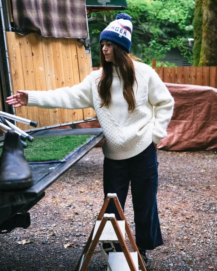 Passenger Clothing Cozy Cable Recycled Knitted Jumper Off White Women Knitwear