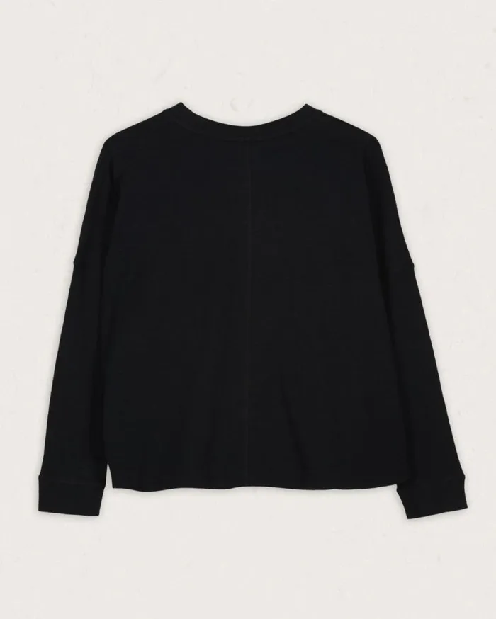 Passenger Clothing Daisy Chain Recycled Cotton LS TShirt Black Women Tops and TShirts