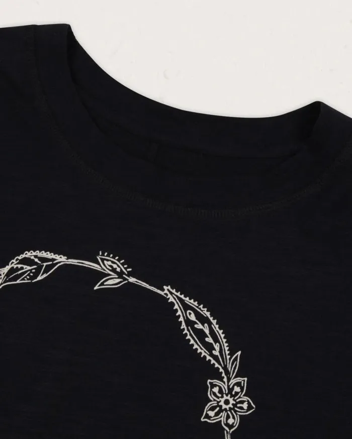 Passenger Clothing Daisy Chain Recycled Cotton LS TShirt Black Women Tops and TShirts