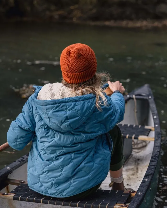 Passenger Clothing Earthy Recycled Sherpa Lined Insulated Jacket Washed Blue Women Jackets